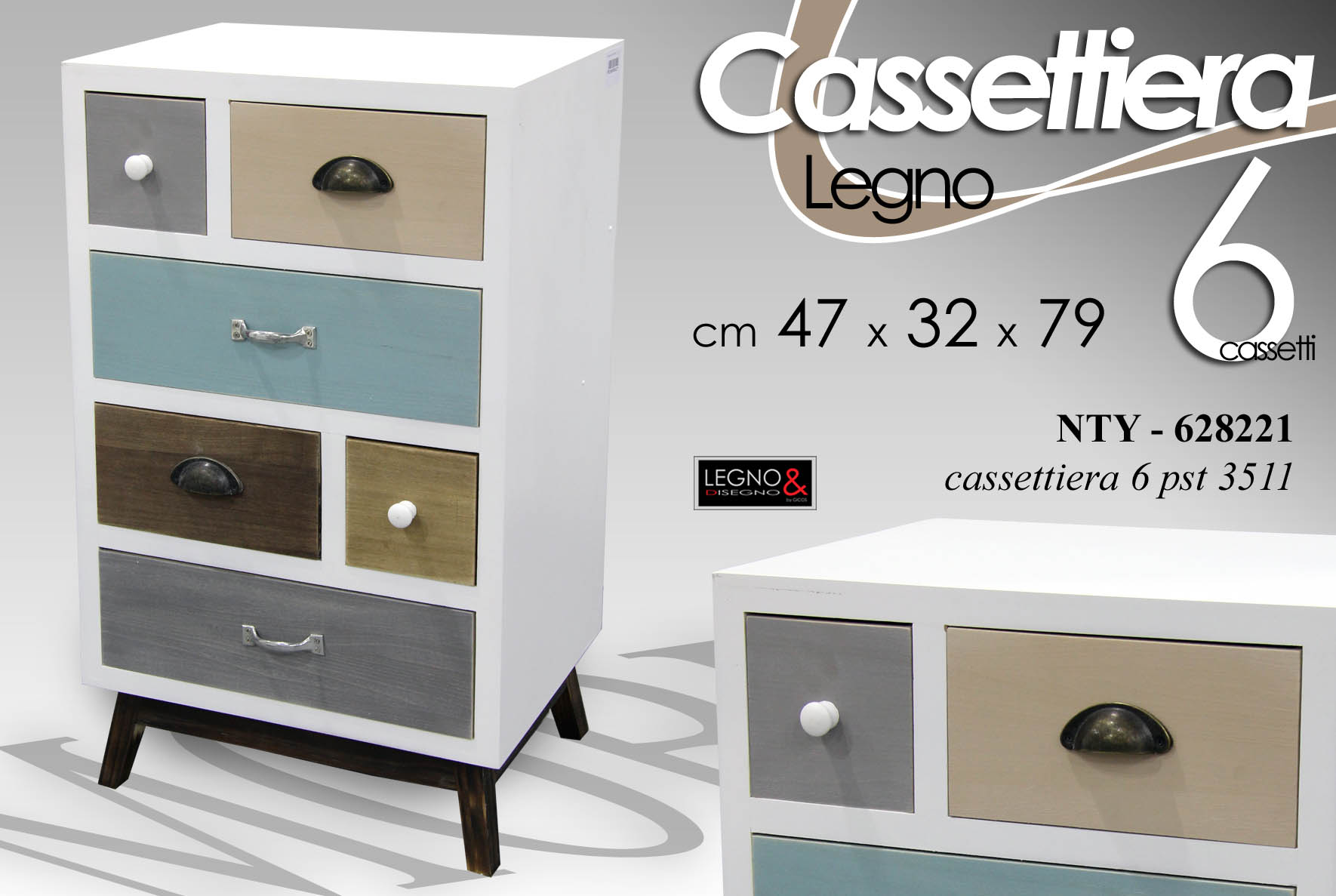 CASSETTIERA LEGNO 6 CAS.628221
