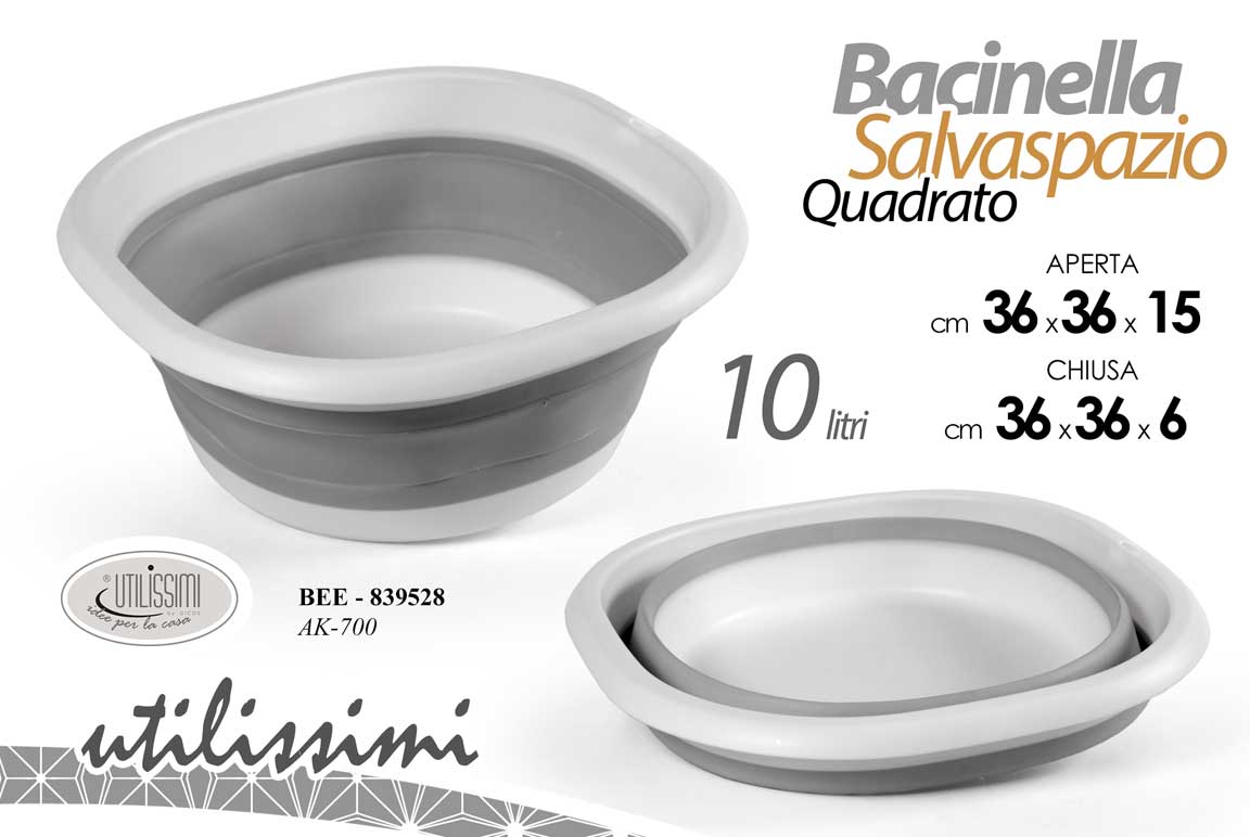 BACINELLA QUADRA CM.36 LT.10 SALVASPAZIO